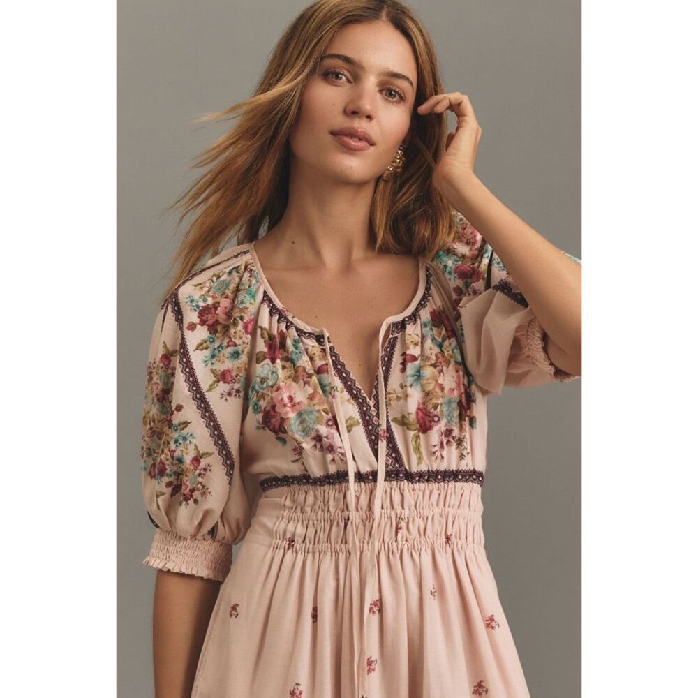 By Anthropologie The Somerset Puff-Sleeve Floral Maxi Dress Size 2X - Picture 2 of 12